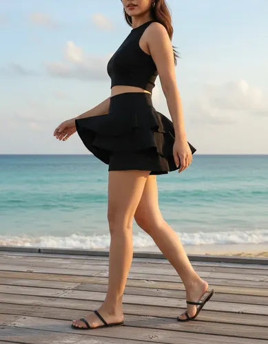 Falda Short Mujer Mini Falda Tela Sofia 3 Capas Verano Moda
