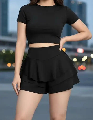 Falda Short Mujer Mini Falda Tela Sofia 3 Capas Verano Moda