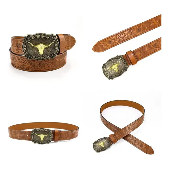 Cinturon Cinturones Vaquero Con Hebilla Toro Eco Cuero 2025