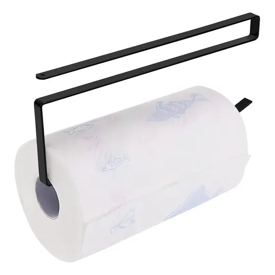 Soporte Colgador Metálico Porta Nova Y Toallas De Papel Color Negro