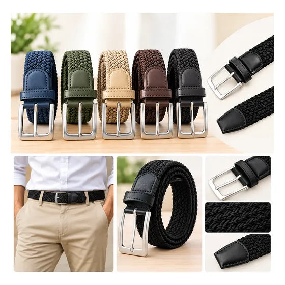 Cinturón Elástico Hombre Tejido Trenzado Premium Cinturones