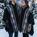 Poncho Lana Oveja Natural Tejido Artesanal Gorro Térmico #7