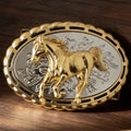 Hebilla Cinturón Reemplazo Metal Caballo Plateado Huaso Jrc