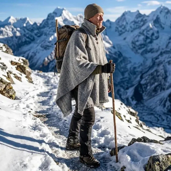 Poncho Cuello Manta Oveja Jaspeado Natural Premiu Legionario