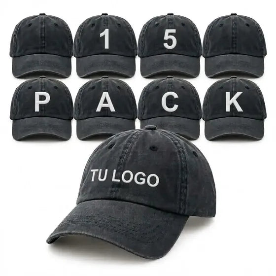 Pack 15 Gorras Jockey Sombrero Gorro Visera Curva Algodon Desgastado Beisbol Básico Estampar O Bordado Casual Unisex Premium Primavera Verano JRC ORIUS
