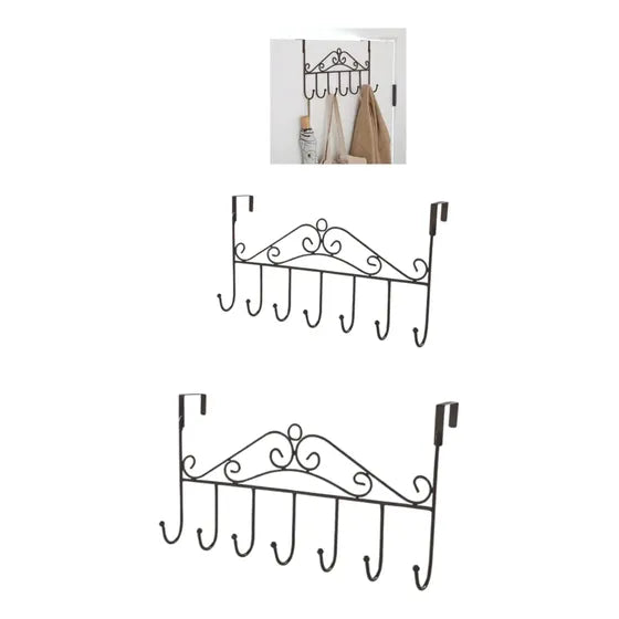 Pack 2 Gancho Sobre Puerta Colgador Perchero 7 Ganchos Metal