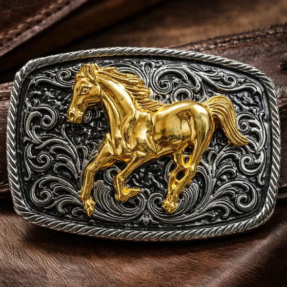 Hebilla Para Cinturón Vaquero Huaso Metal Gris Oscuro Jrc
