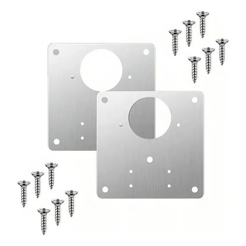 2 Placas Reparación Bisagras KMT Tools Acero Inoxidable Madera Puertas