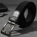Cinturón elástico para hombre con acabado de piel de hasta 150 centímetros, color negro, talla única para personas de 0 a 150 cm.