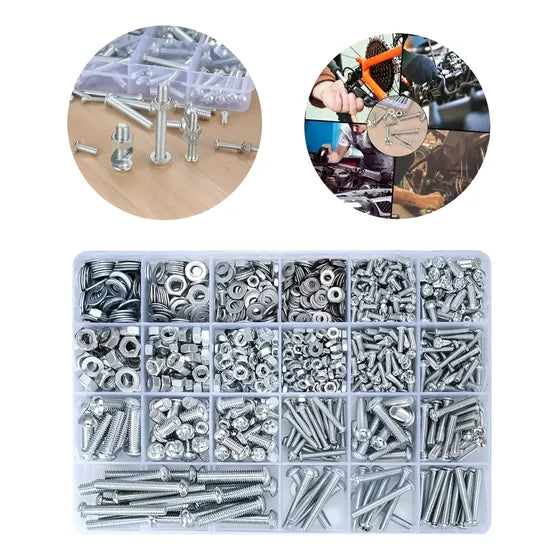 Kit Surtido De 1112 Piezas De Tornillos, Pernos Y Tuercas