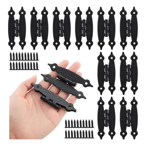10 Pcs Bisagra Vintage Mariposa 89x36mm Con Tornillo Negro