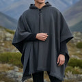 Poncho Alpaca Tejido Telar Con Gorro Negro Tradicional Xxl