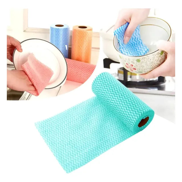 Paños Multiuso Microfibra Reutilizables Rollo 50 Uni 25x30cm