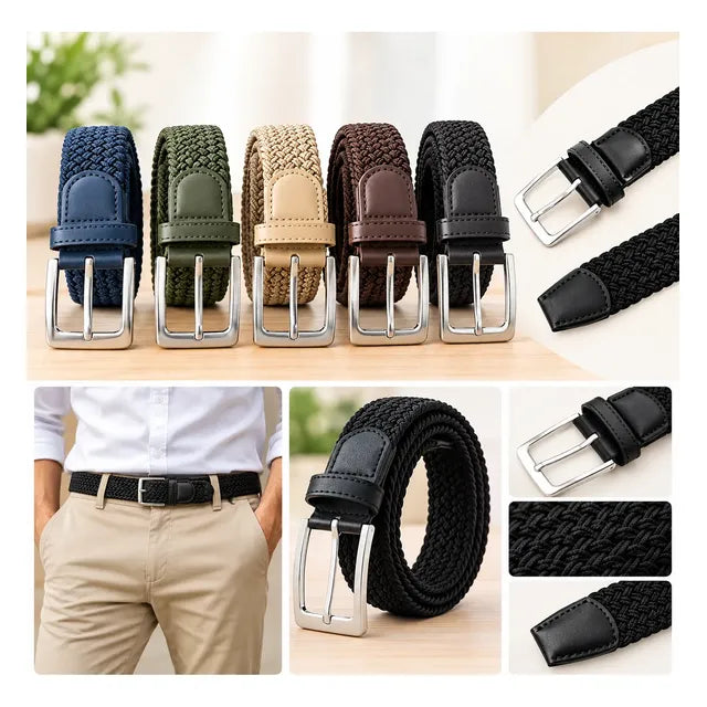 Cinturón Elástico Hombre Tejido Trenzado Premium Cinturones