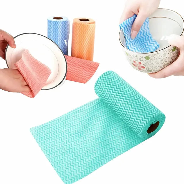 Paños Multiuso Microfibra Reutilizables Rollo 50 Uni 25x30cm